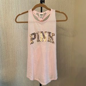 Pink Racerback Tee with Rose Gold Sequins